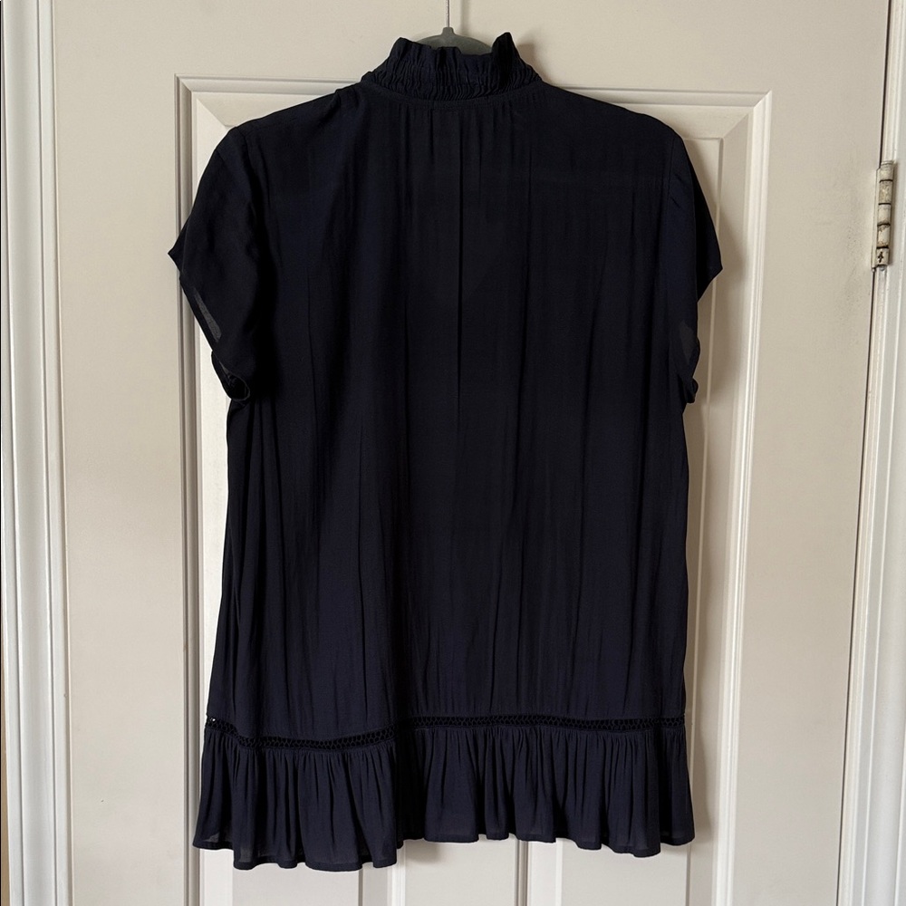 Navy Ruffled Blouse - Picture 5 of 5